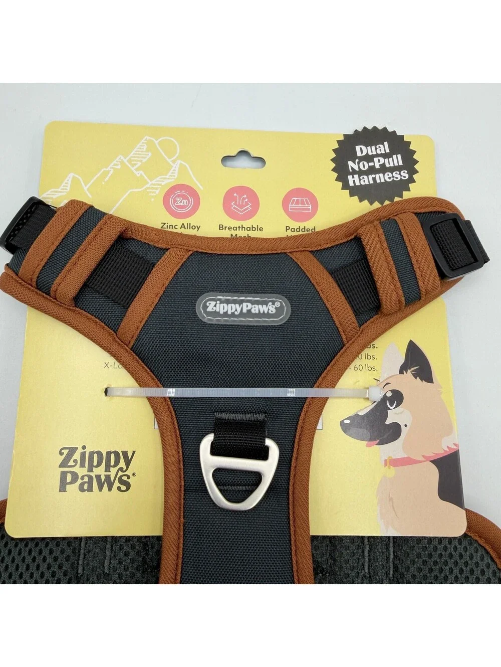 ZippyPaws Dual Harness Medium ZPC-C0008 Brown Breathable Mesh Padded Dog Vest
